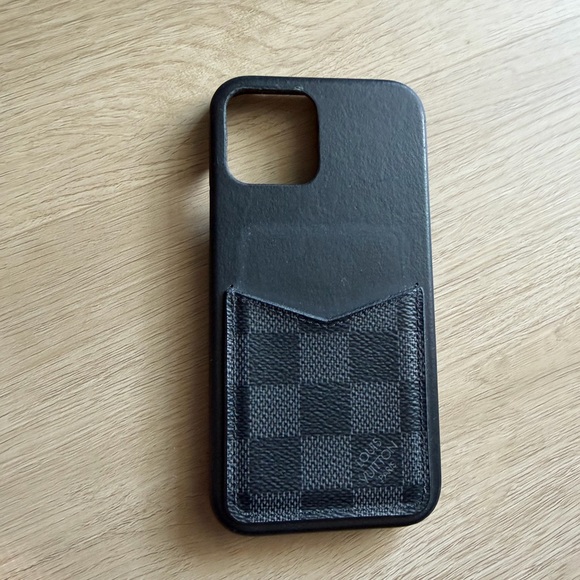 Louis Vuitton iPhone 12 12 pro black leather case authentic